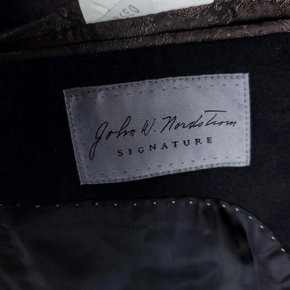 John W Nordstrom Signature Blazer Mens 48L Black Cashmere Loro Piana Sport Coat